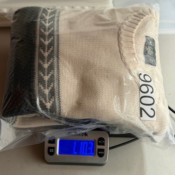 Vintage Eddie Bauer Mens Cream Geometric Stripe Crewneck Sweater Size Medium - Picture 14 of 14